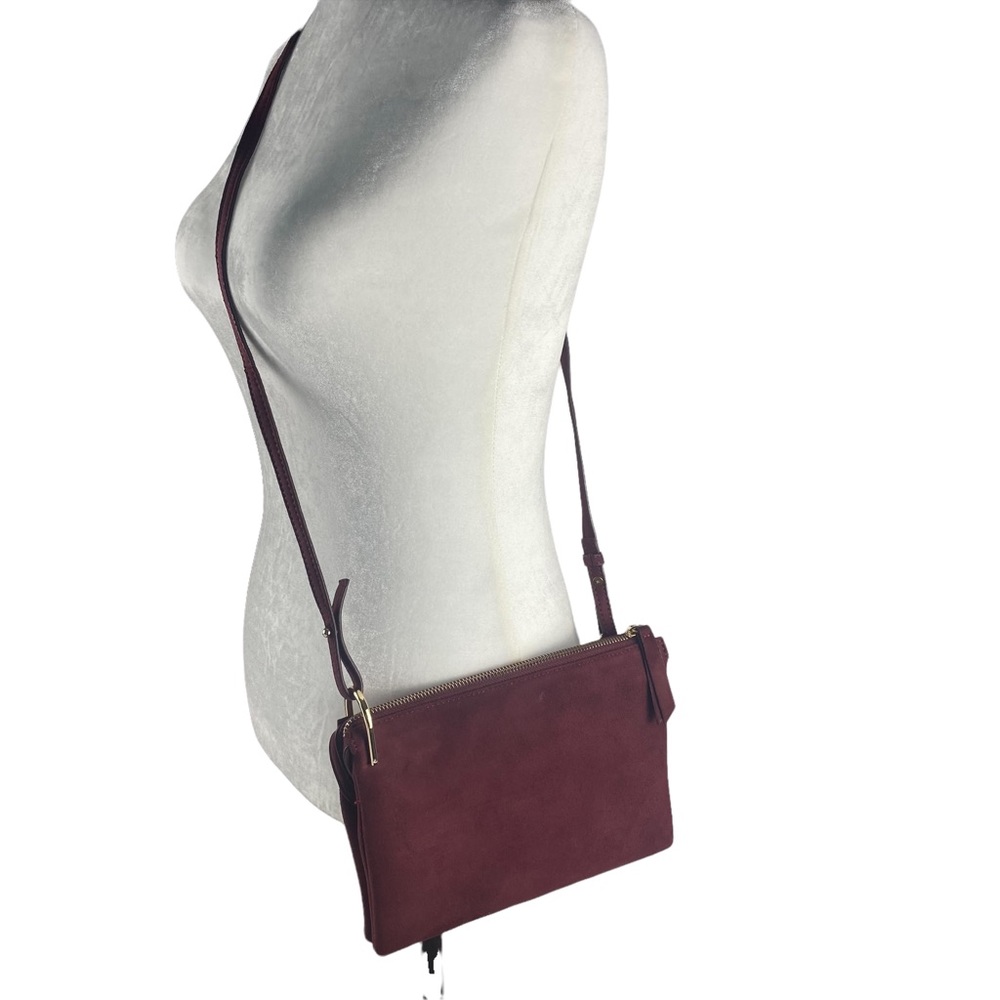 Le Chateau Burgundy Faux Suede Small Purse
